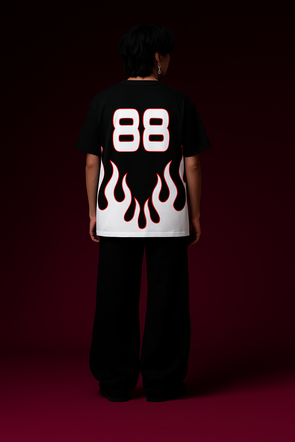 WHITE FLAMES OVERSIZED TEES