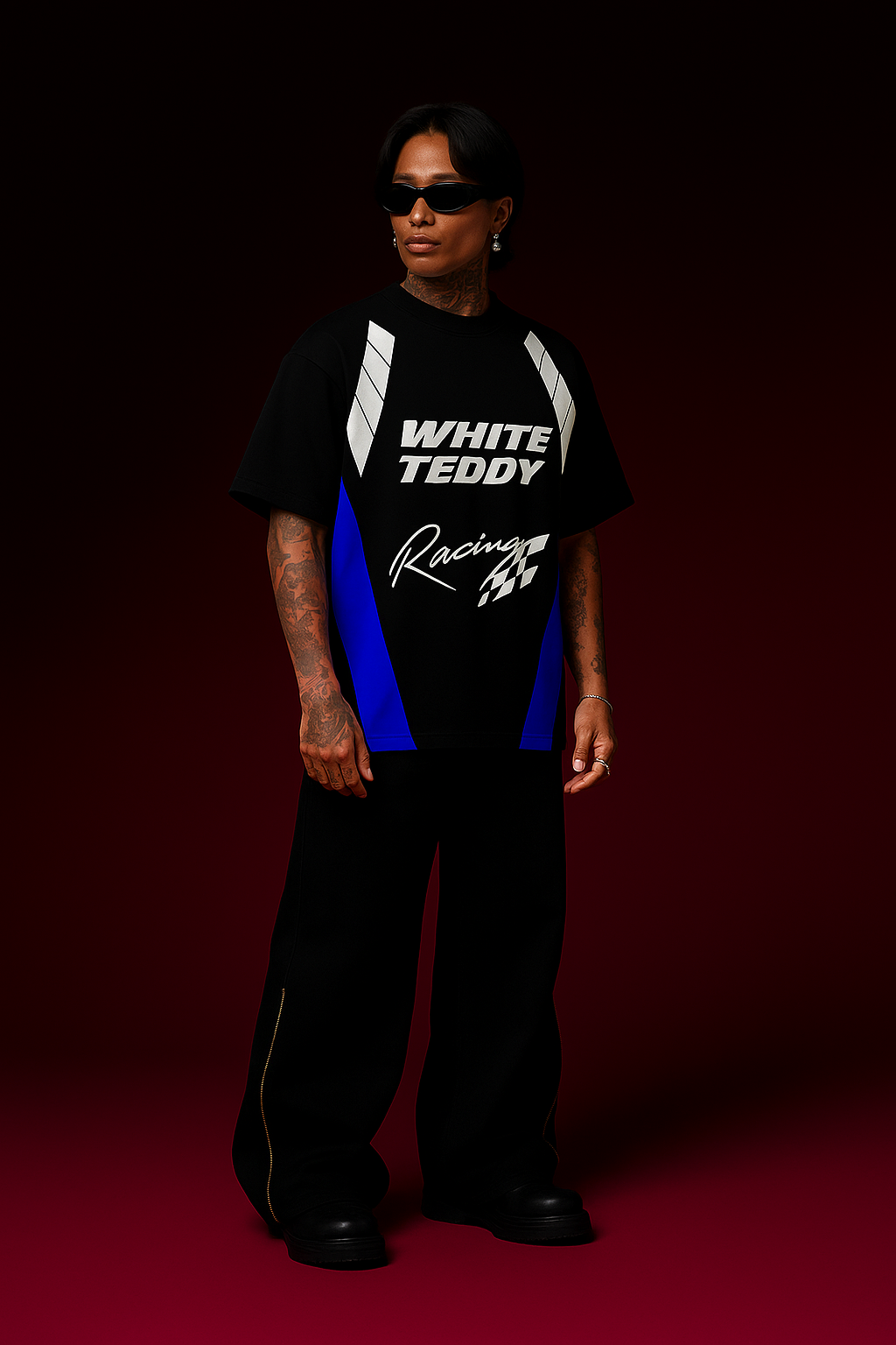 WHITE TEDDY RACING OVERSIZED TEES