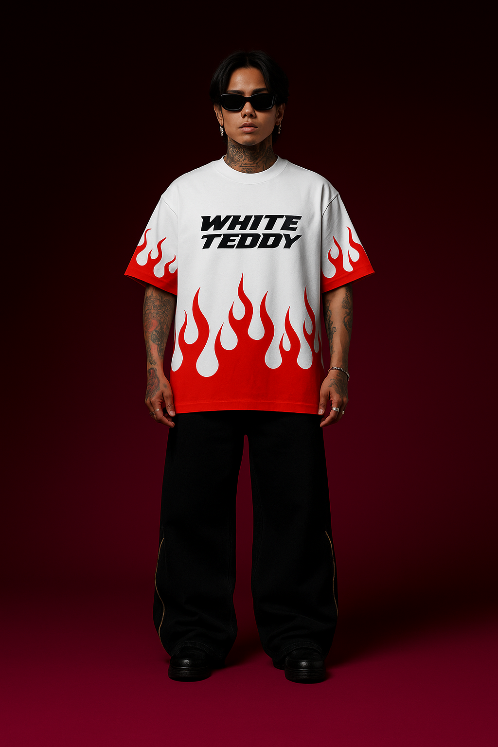 RED FLAME OVERSIZED TEES