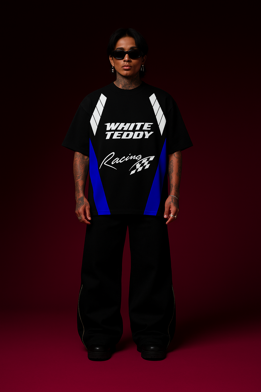 WHITE TEDDY RACING OVERSIZED TEES